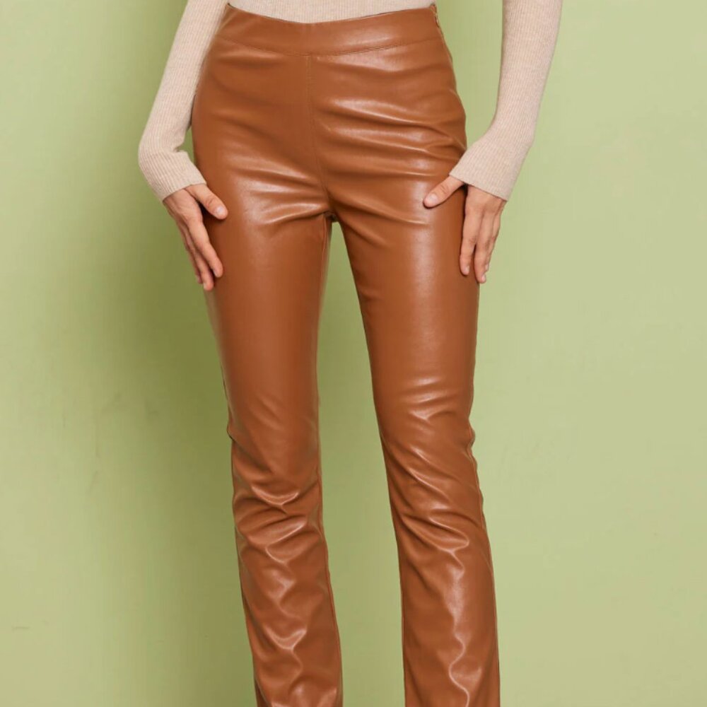 Faux Leather Pant with Side Slid Cut
